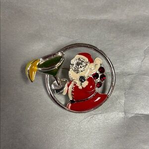 Festive Santa Brooch with Cocktail Design